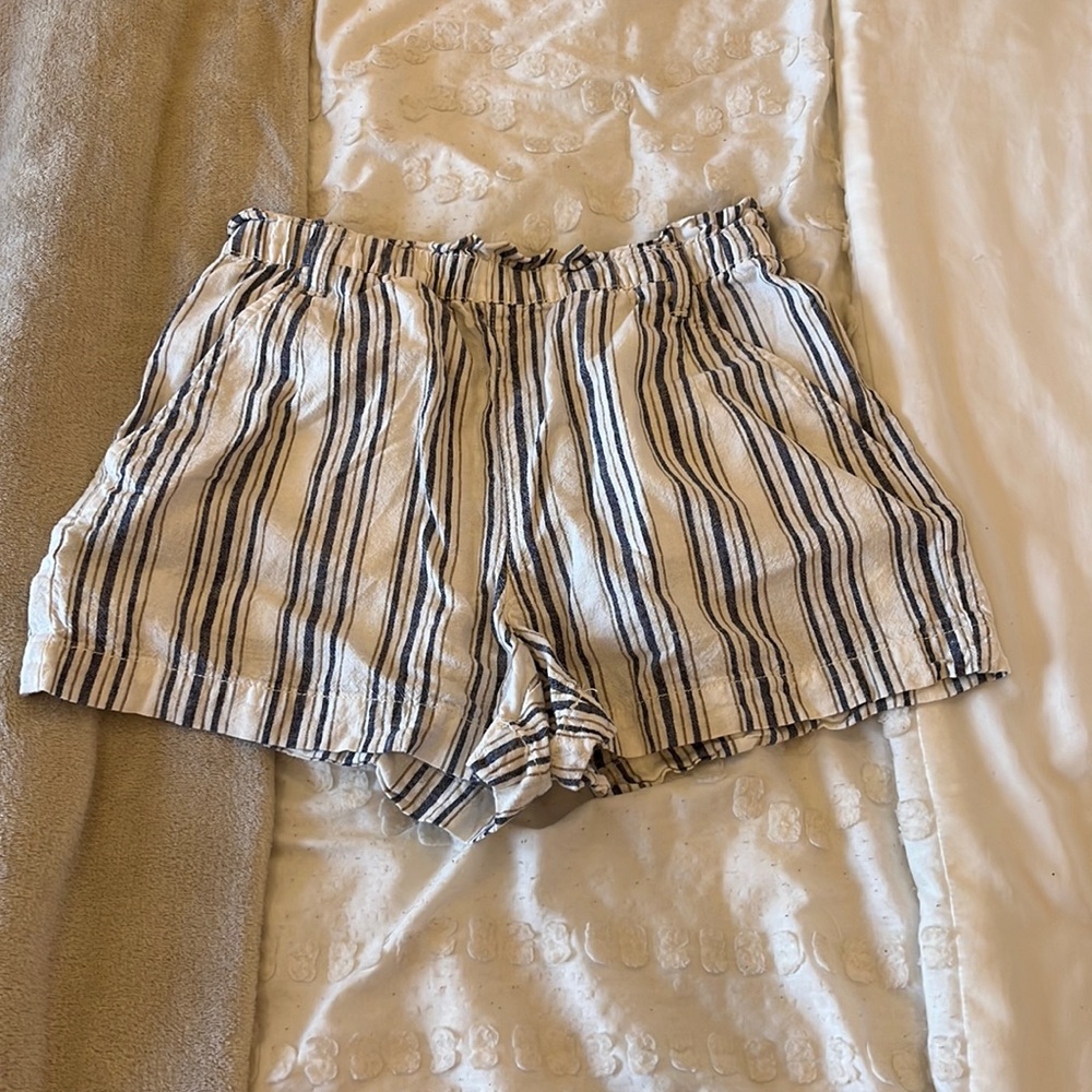 ANA Pinstripe paper bag shorts.